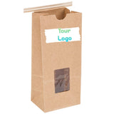 KeepFresh 4 3/4" x 2 1/2" x 9 1/2" 1 lb. Kraft Window Tin Tie & Coffee Bags - Pack of 25