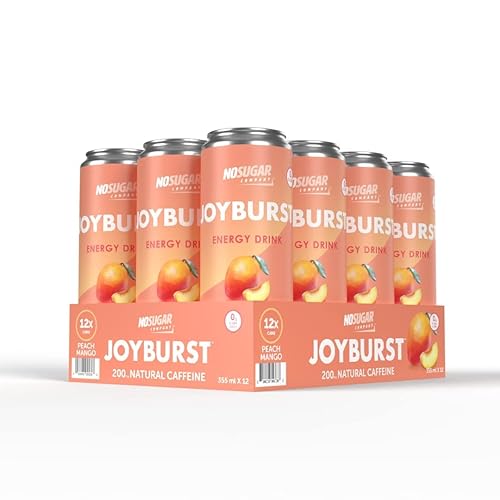 No Sugar Joyburst Energy Drink, 0 Calorie, 0 Sugar, Sugar Free Energy Drink with Natural Caffeine, Hint of Sweetness and Refreshing Sparkling Water