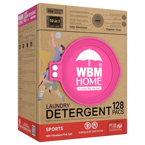 WBM Laundry Detergent Pods, Autumn Scent - 128 Pods in Recycleable Packaging for 10x Ultra Power Cleaning, Odor Defense for Activewear & Sports Shirts