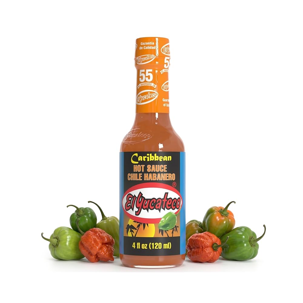 El Yucateco Caribbean Chile Habanero Hot Sauce, 4 oz, Authentic Mexican Hot Sauce