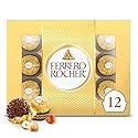 Ferrero Rocher Gourmet Hazelnut Milk Chocolate Gift Box, 12 Individually Wrapped Chocolates, 5.3 oz
