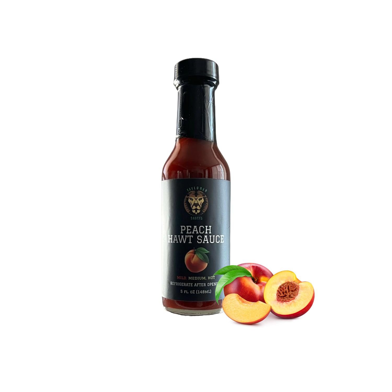 Taylored Sauces Peach Hawt Sauce, Keto, and Low-Calorie and Low-Sugar Gourmet Blend Gluten-Free Artisan Condiment, Made with Fresh Jalapeno Peppers