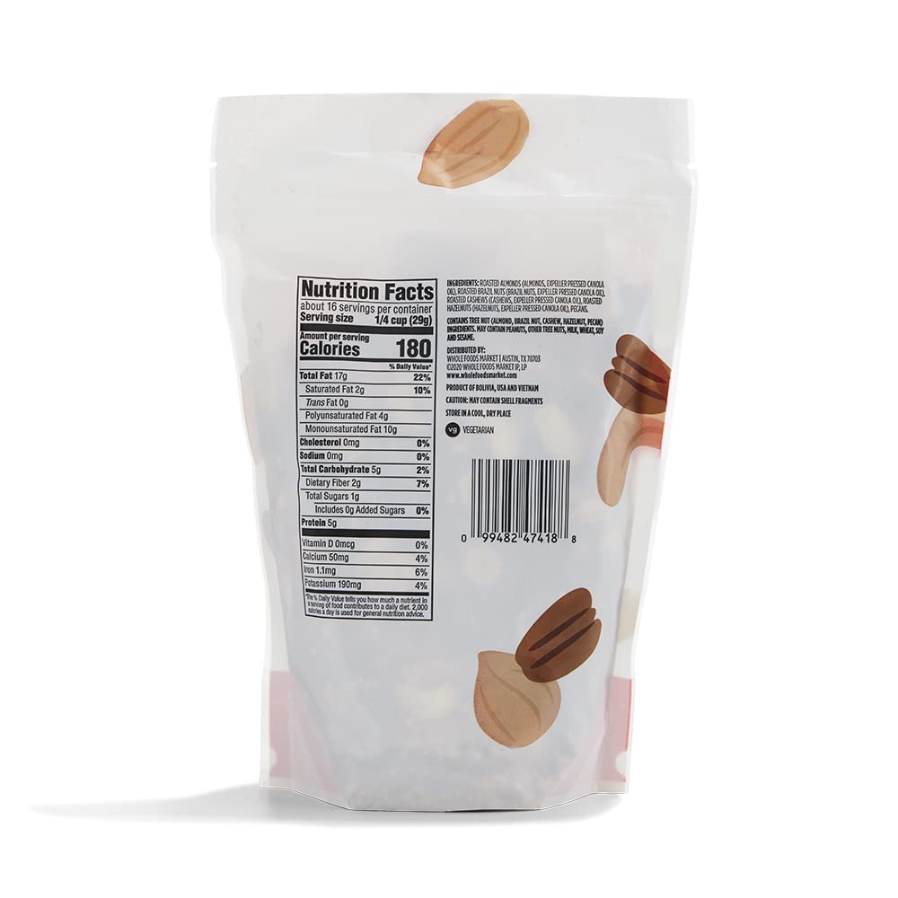 365 by Whole Foods Market, Unsalted Deluxe Mixed Nuts, 16 Ounce