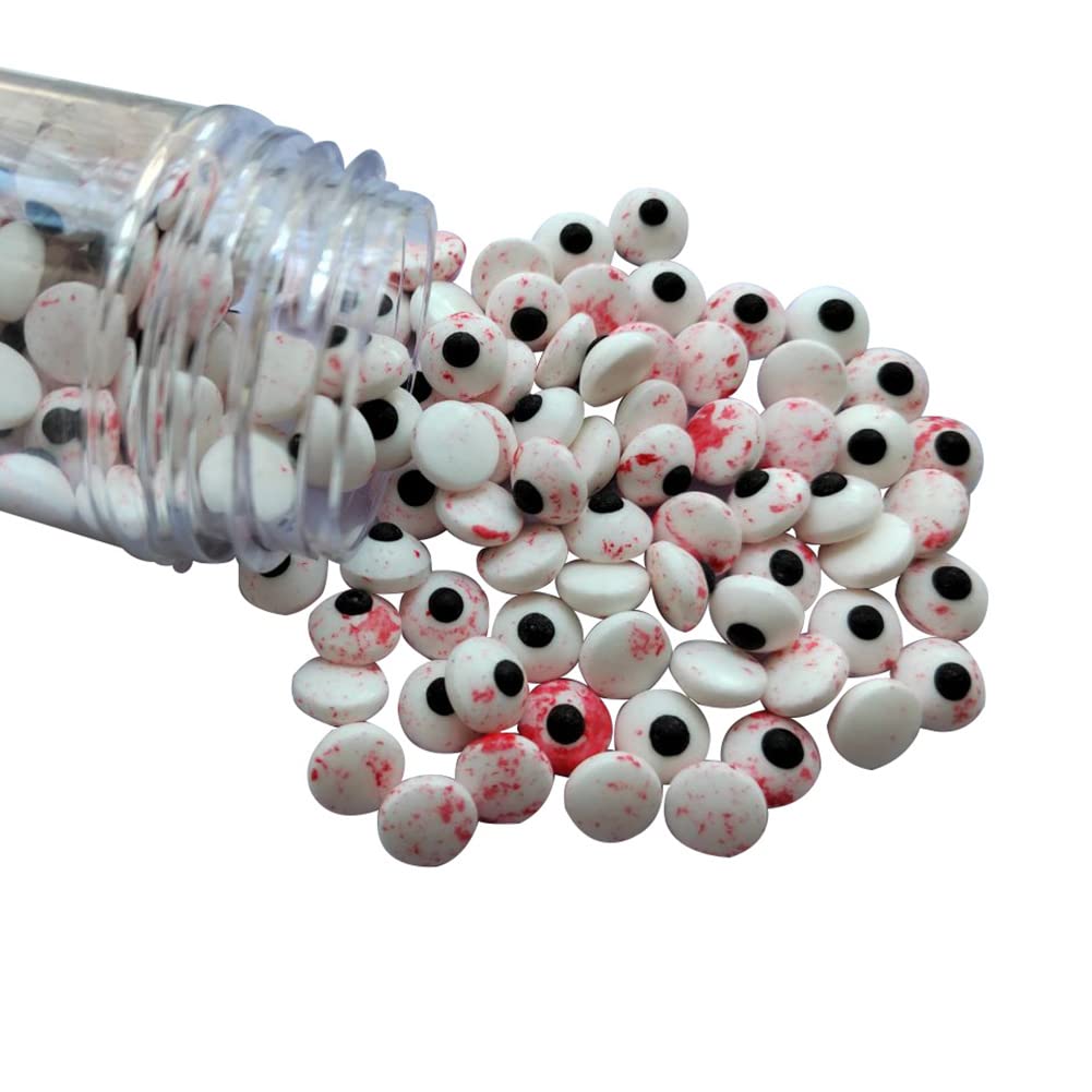 2 Bottles Candy Eyeballs Bloody Red Eyes Cake Cupcake Toppers Cookie Decorations,Two Size Mixed, Edible Dessert Sprinkles for Halloween Christmas Cake