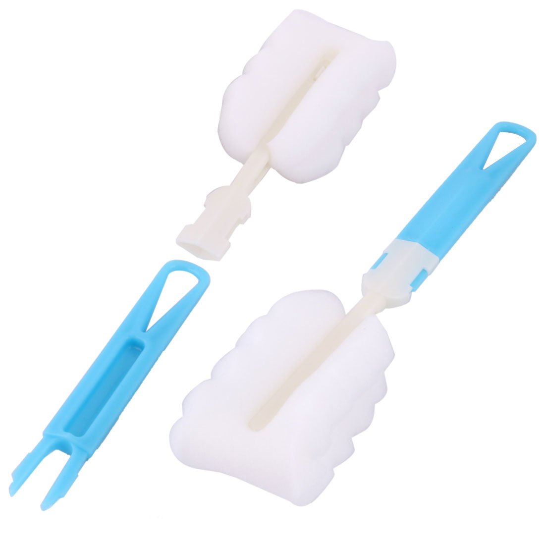 uxcell Sponge Head Detachable Bottle Tea Cup Glass Cleaning Brush Cleaner 5pcs Blue