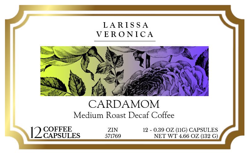 Cardamom Medium Roast Decaf Coffee (Single Serve K-Cup Pods) (Gourmet, Naturally Flavored, Whole Coffee Beans) (12 pods, ZIN: 571769)