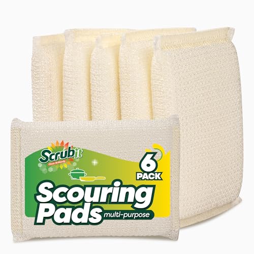 6 Scrub Sponges Kitchen by SCRUBIT, Multi-Purpose Scouring Pads, Non-Scratch Cleaning Sponges for Dishes, Pots & Non-Stick Cookware - Long Lasting