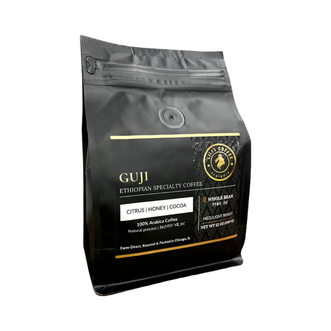 Lily's Coffee Specialty Ethiopian Guji Coffee,Natural Process,Whole Bean Coffee,Single-Origin,Medium Roast,100% Arabica Coffee,Notes of Rich