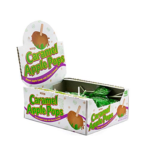 Tootsie Roll Caramel Apple Pops - Caramel Covered Green Apple Candy Lollipops - Bulk Gluten Free Candy - 1 Display Box Package - 48 Count