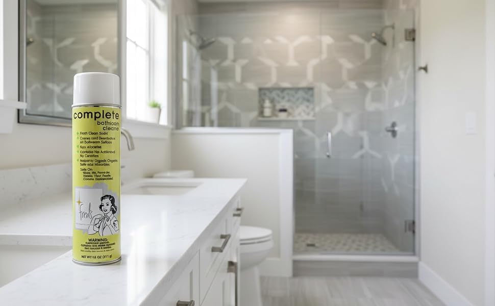Fred's Complete Bathroom Cleaner, 18 oz Foaming Spray - Bio-Enzymatic Formula, No Acids or Caustics, Safe on All Hard Surfaces, Eliminates Odors