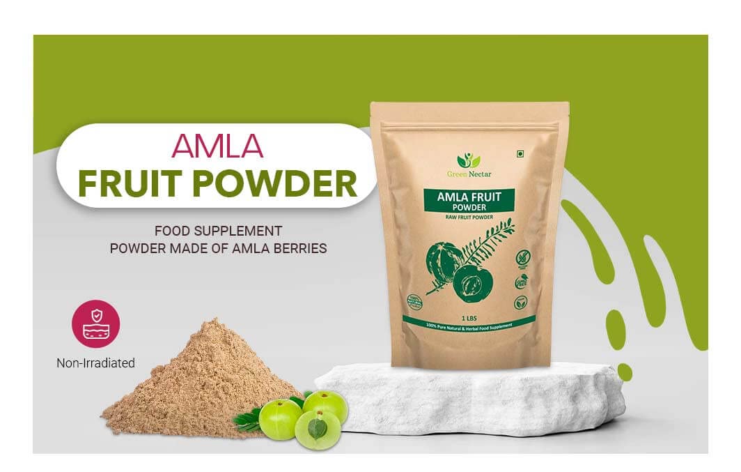 Amla Powder 2 lb(32 Ounces) Processed from Organically Grown Non-GMO Wild Amla Berries | Non-Irradiated | Raw Gluten-Free | No-Preservatives - Green