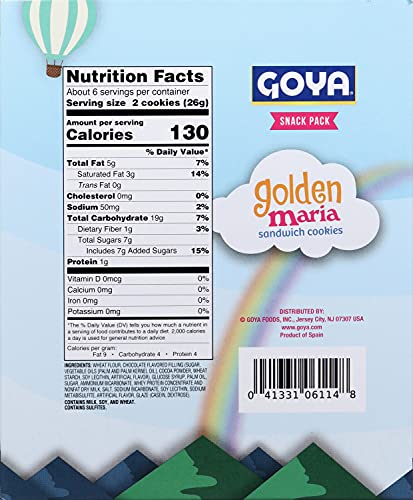 Goya Foods Golden Maria Sandwich Cookies, 5.10 Ounce (Pack of 8)