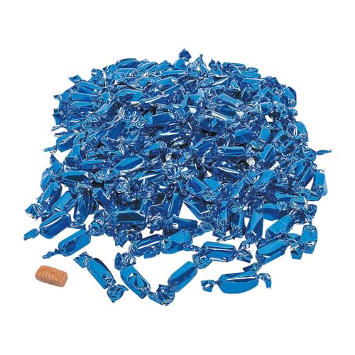Fun Express Navy Blue Wrapped Caramel Candy Individually Wrapped 2lb Bulk Bag - Soft Chewy Caramels for Wedding Candy Favors, Baby Shower Candy Boy