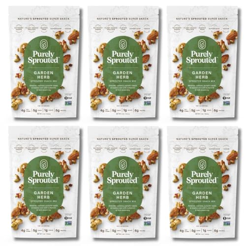 Purely Sprouted Garden Herb Snack Mix: Vegan, Gluten-Free, and Non-GMO Blend for a Healthy Crunch! (4 oz, 6 pack)
