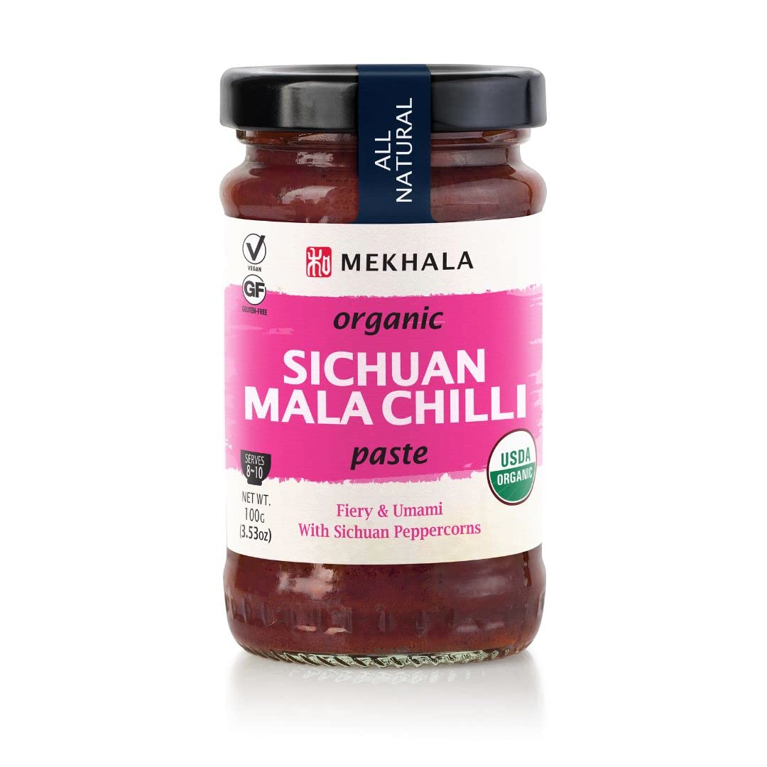 Mekhala Organic Sichuan Mala Chili Cooking Paste. Versatile Condiment, Marinade Seasoning. Spicy Tingly, Vegan. Gluten-Free (3.53oz)