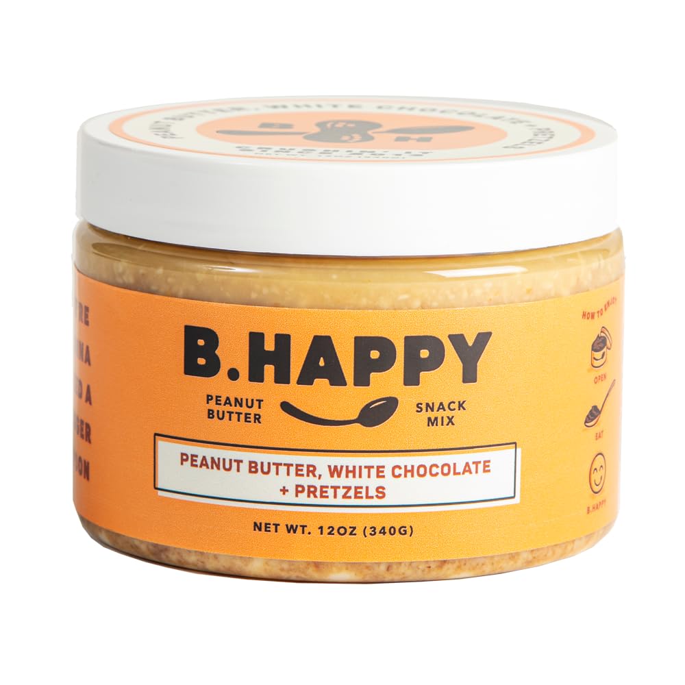 B.HAPPY PEANUT BUTTER DREAM BIG - Honey Roasted Peanut Butter with Creamy White Chocolate Chips & Crunchy Pretzel Pieces, Spoonable Peanut Butter