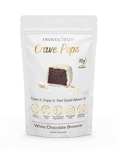 White Chocolate Brownie Pops (5 Brownies) Gluten-Free, High Protein (10g), Low Sugar, Guilt-Free Snack with Clean Ingredients - No Seed Oils - Kid