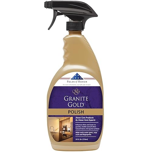 Granite Gold Polish Spray, Streak-Free Shine for Granite, Quartz, Marble, Travertine, Natural Stone Countertops, 24 Fl Oz (Pack of 1)