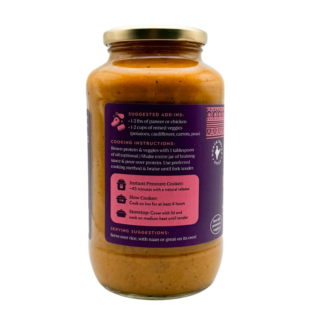 HEARTH&THYME Traditional Indian Curry Korma Braising Sauce 22.5 oz Made with Fragrant Spices and Fresh Garlic and Ginger. Not Another Simmer Sauce