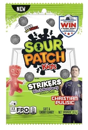 Sour Patch Strikers Black Raspberry Soft & Chewy Candy, 6.7 oz Each, Pack of 12, Sweet & Sour Candy Bulk