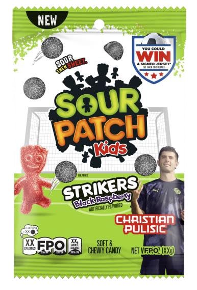 Sour Patch Strikers Black Raspberry Soft & Chewy Candy, 6.7 oz Each, Pack of 12, Sweet & Sour Candy Bulk