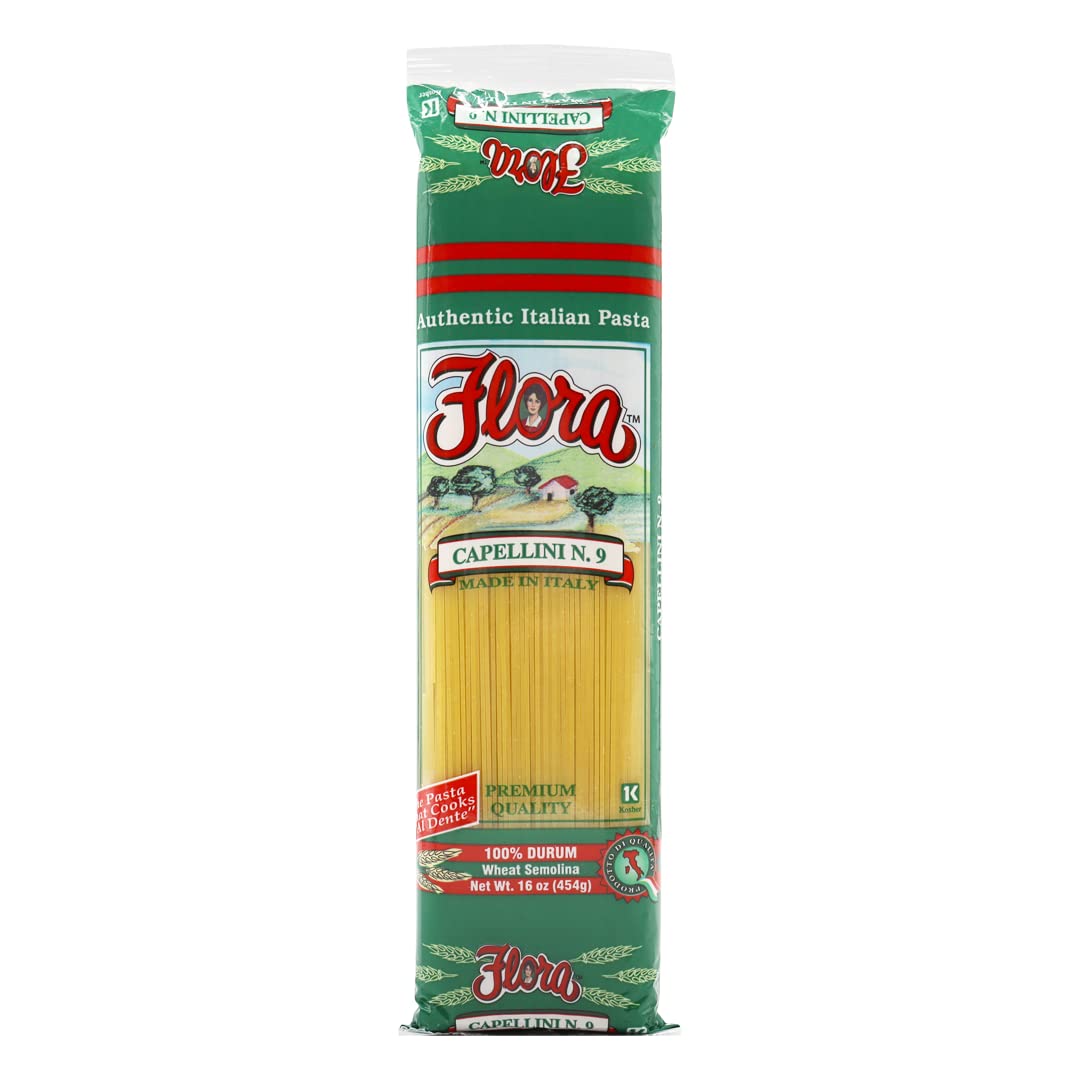 CAPELLINI #9 Pasta by Flora Foods - (5 Packs of 1 LB) - Imported from Italy - 100% Durum - Premium Quality