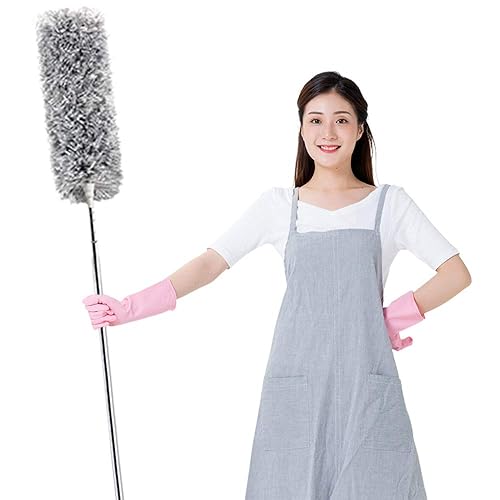 KPOKPO 2025 NEW -Microfiber Duster with 100 Inches Extendable Pole, Detachable & Bendable Feather Duster, Stainless Steel, Extra Long Telescopic