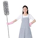 KPOKPO 2025 NEW -Microfiber Duster with 100 Inches Extendable Pole, Detachable & Bendable Feather Duster, Stainless Steel, Extra Long Telescopic