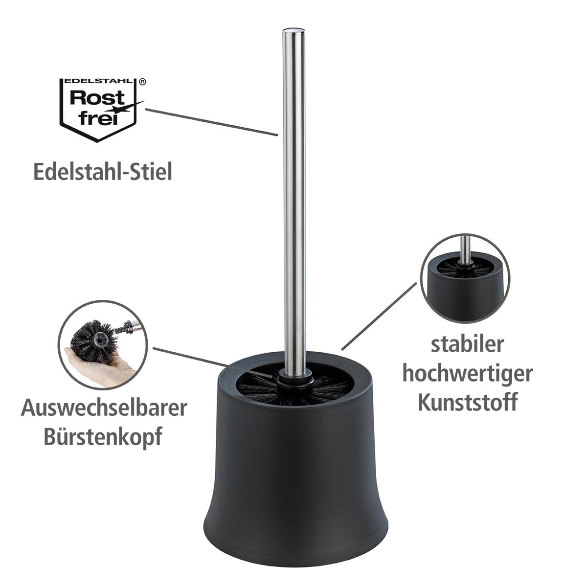 Basic Toilet Brush, Toilet Bowl Cleaner Brush with Holder, Toilet Bowl Brush, Toilet Brush with Holder, Plastic, Weiß, Dimensions 5.5 x 15 x 5.5 in