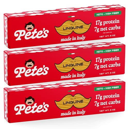 Low Carb, Protein Pasta | Linguine with 17g Protein, 7g Carbs | Healthy, Keto Pasta Made in Italy | 3-Pack, 8oz - Pete’s Pasta