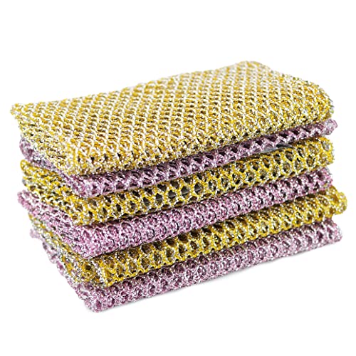 The Crown Choice Heavy Duty Non-Scratch Dish Scrubbers for Cleaning Dishes & Pots (6Pcs) - Replace Kitchen Sponges for Dishwashing with Our Scouring