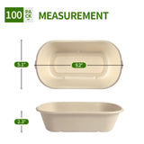 AICHEF 32 oz Paper Bowls 100 Pack for Sandwich Roll, Burrito, Salads, Pasta, Microwavable Meal Catering Disposable Bowls for Lunch To go, 100 Bowls