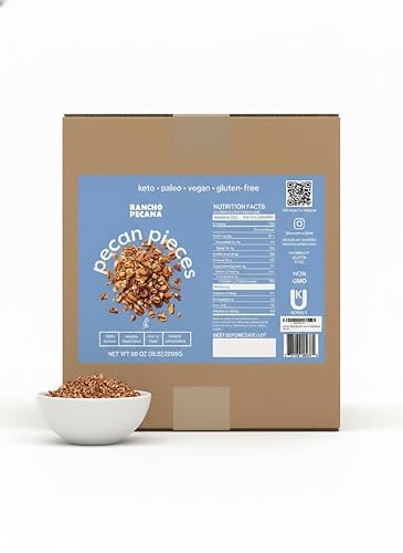 RANCHO PECANA - Natural Pecan Pieces, 5 LB, Gluten Free Chopped Pecans, non-GMO, Vegan Snack, Organic Snack, Kosher, Keto, 3g Protein per 1 oz