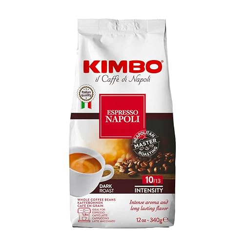 Kimbo 100% Arabica Coffee, Napoli Original Blend, Whole Bean, 10/13 Intensity, Dark Roast, 12 oz bag