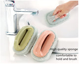 Handle Sponge Brush, Kitchen Bathroom Cleaning Washing Scrubber (Handle Sponge 3 in 1 Pack)