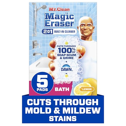 Mr. Clean Magic Eraser Sponge, Bathroom Cleaner, Shower Cleaner, Tub Cleaner, Soap Scum Remover, Bathroom Cleaning Supplies, Dawn Cleaning Power