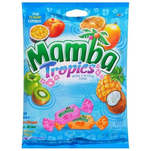 Mamba, Tropics Fruit Chews Fun Flavor Combos, 7.05 Ounce