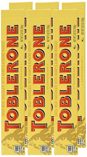 Toblerone Swiss milk chocolate with honey and Almond Nougat - 2 packs of 6 bars