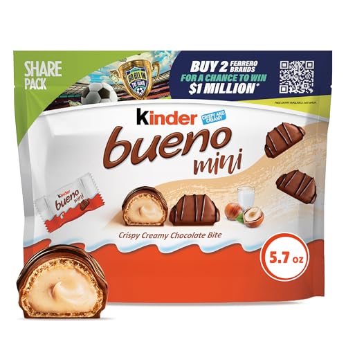 Kinder Bueno Mini Chocolate Bites with Crispy Wafer and Hazelnut Cream, Individually Wrapped, Share Pack, 5.7 oz
