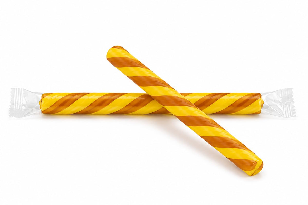 Old Fashioned Candy Sticks - Pack of 10 - Butterscotch - Individually Wrapped 5 in. Sticks - One 10 Count Box