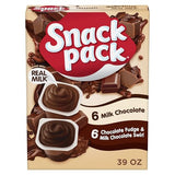 Snack Pack Milk Chocolate and Chocolate Fudge & Milk Chocolate Swirl Pudding Cups, 3.25 oz., 12-Count Family Pack