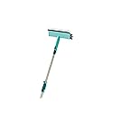 Leifheit Window Cleaner with Brush and Squeegee and Click System Telescopic Handle, 110-190 cm, Window Washer, Window Brush
