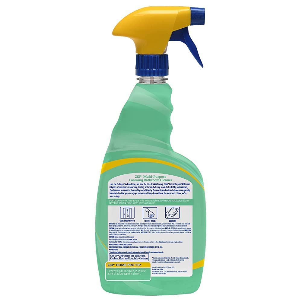 Zep Home Pro Multi-Purpose Foaming Bathroom Cleaner - 32 Fl. Oz. - R53106 - Pro Trusted Cleaning Power: Now in Refreshing Scents and Family Friendly