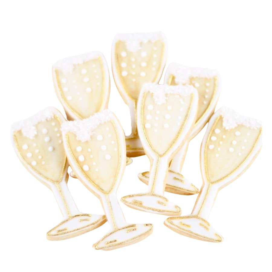 ½ Dz. Champagne Glass Cookies! Hand Painted Pink Elegance with a Stem of Bubbly! Hostess or Bridal Gift!