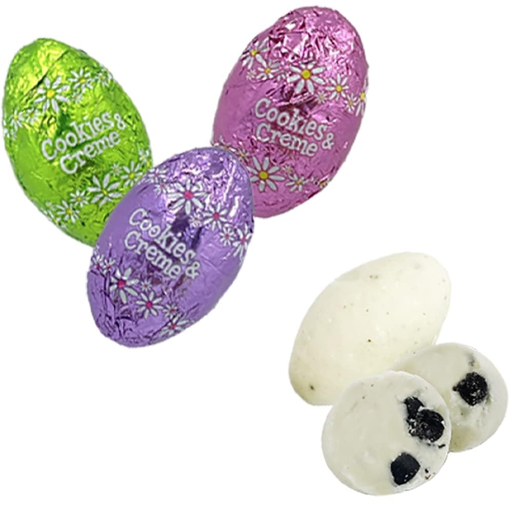 10 Pounds Fruidles Easter Cookies & Cream Chocolate Eggs, Multicolored Foil Wrapped Milk Chocolate in Happy Easter Egg Gift-Box