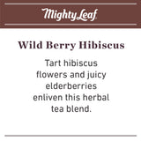 Mighty Leaf Wild Berry Hibiscus Herbal Tea Bags, Caffeine-Free, Elderberry, Blueberry, and Strawberry Flavors, 90 Count (6 Boxes of 15 Bags)