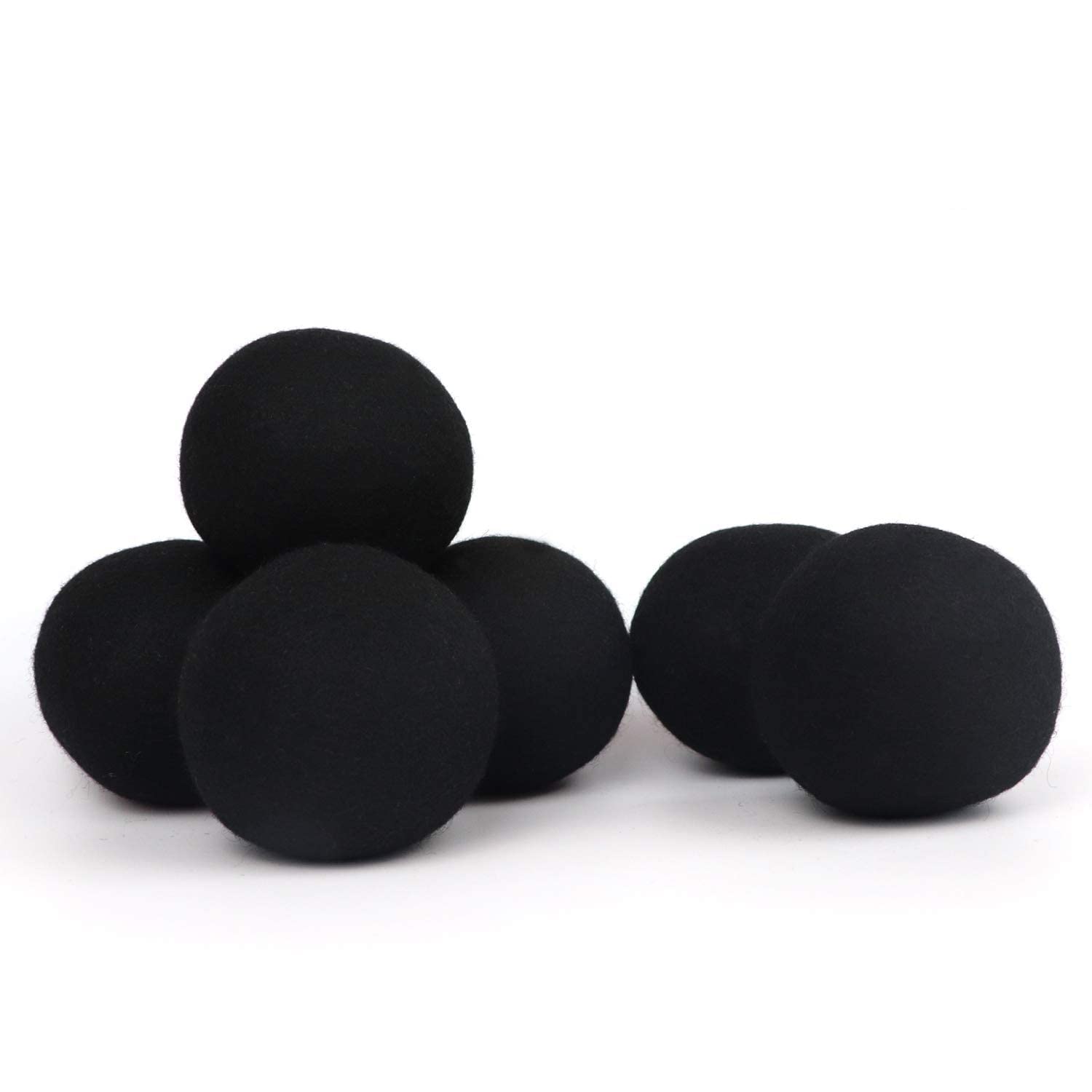 Woolous Black Dryer Balls, Natural Reusable New Zealand Eco Sheep Handmade XL Organic Wool Laundry Dryer Balls(XL,6pack)