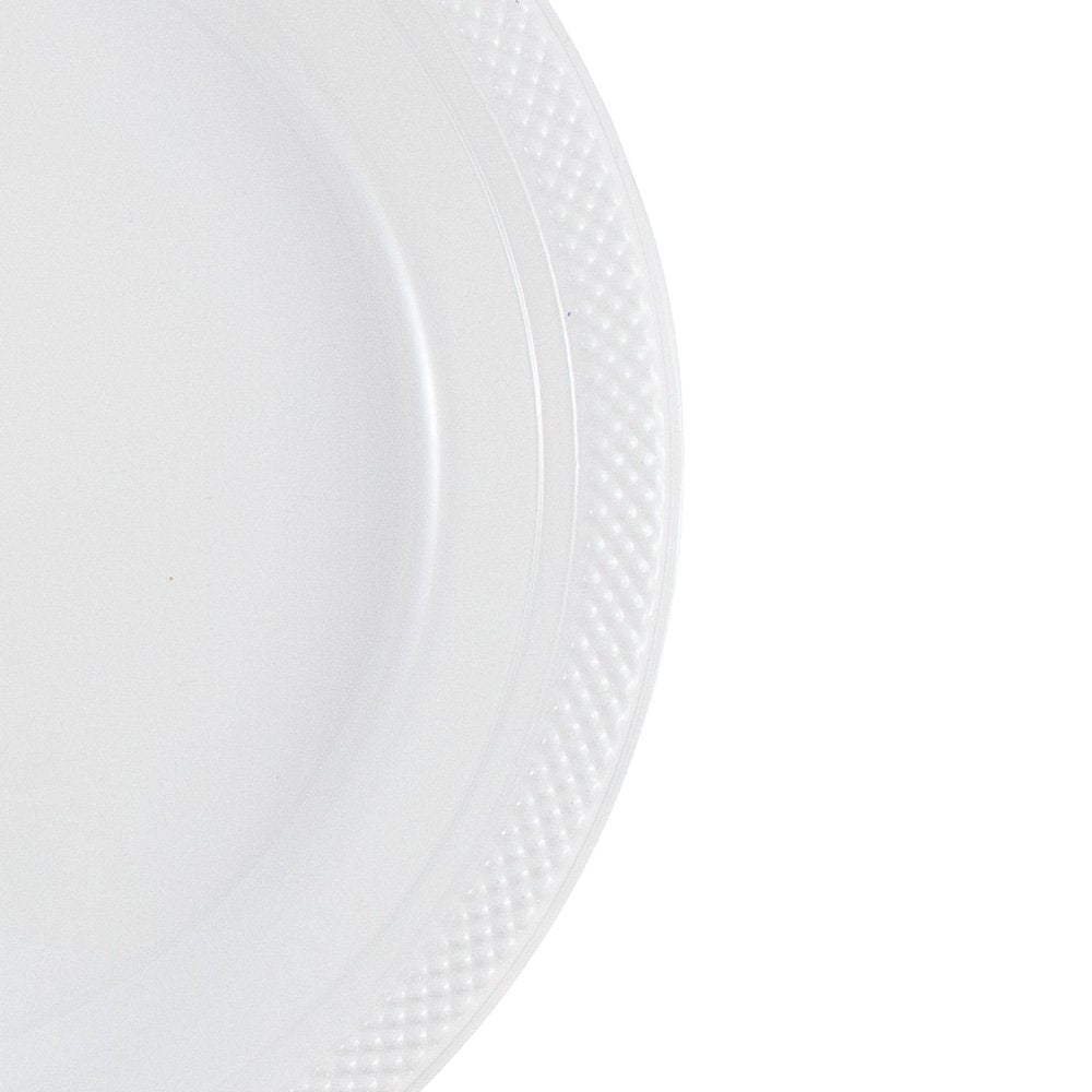 JAM PAPER Round Plastic Party Plates - Small - 7 inch - White - 200/Box