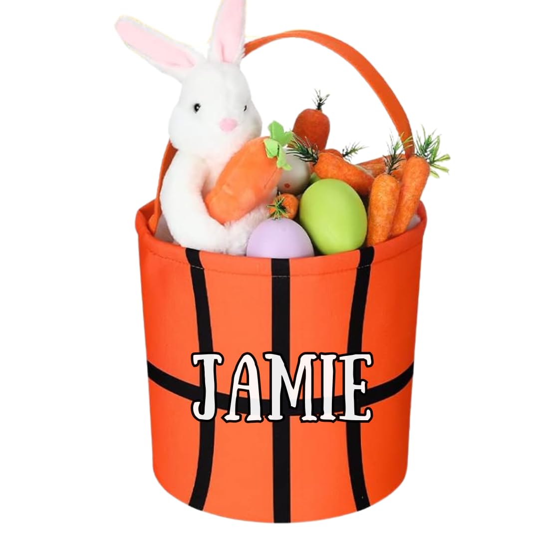 Basketball Easter Basket - Personalized Sport Easter Basket, Custom Name Canvas Sport Basket for Easter, Halloween, Easter Gift for Basketball Lovers