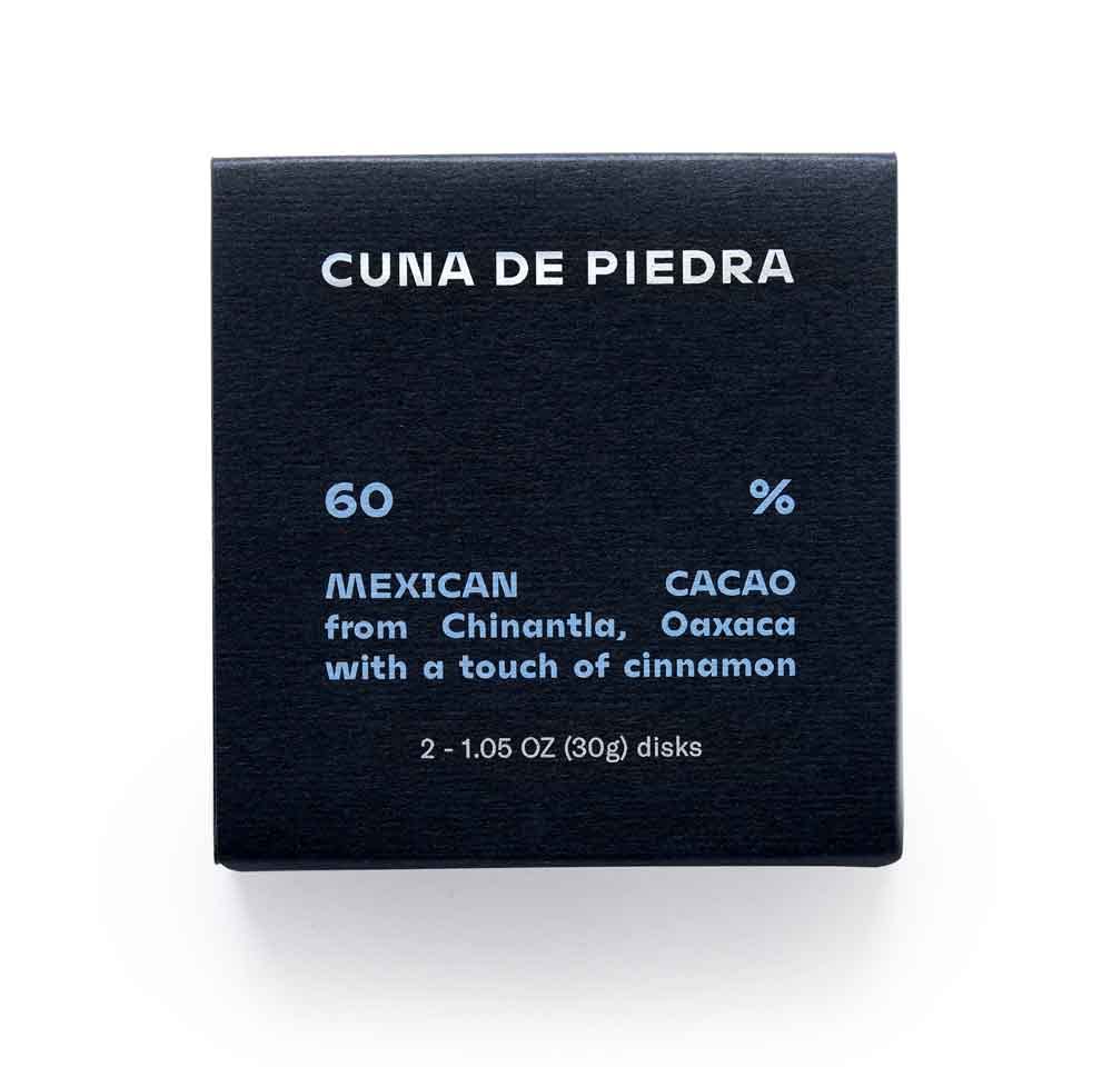 Cuna de Piedra Chocolate de Mesa Chinantla Oaxaca w/Mexican Cinnamon 60% | Directly Source, Single Origin Cacao, Made in Mexico | 1 x 60g Pack of 2